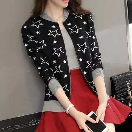 Star Printed Zipper Jacket