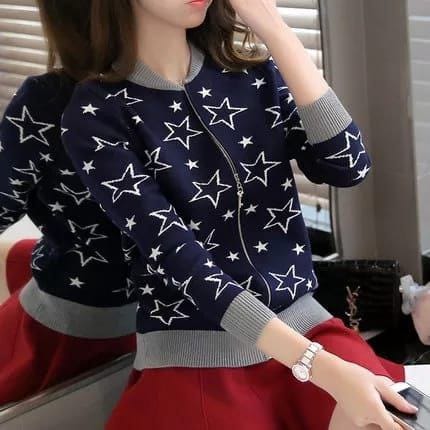 Star Printed Zipper Jacket